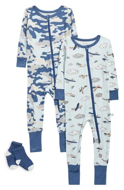 Sleep On It Babies'  Set Of 2 Footies & Socks In Blue