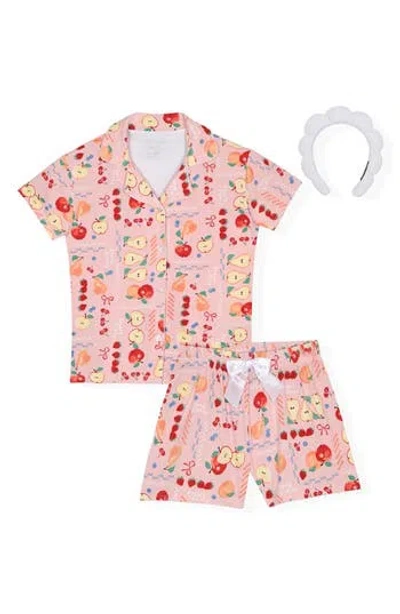 Sleep On It Kids'  Two-piece Coat Short Pajamas & Headband Set In Multi
