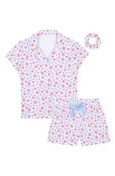 Sleep On It Kids'  Two-piece Coat Short Pajamas & Scrunchie Set In Multi