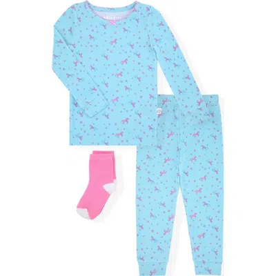 Sleep On It Babies'  Unicorn Print Fitted Three-piece Pajamas In Multi