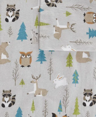 Sleep Philosophy True North By  Novelty Printed Cotton Flannel 3-pc. Sheet Set, Twin Xl In Multi Forest Animals