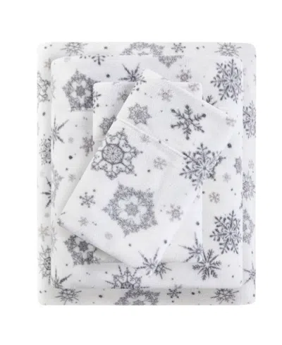 Sleep Philosophy Micro-fleece 4-pc. Sheet Set, King In Grey Snowflake