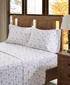 Sleep Philosophy True North By  Novelty Printed Cotton Flannel 4-pc. Sheet Set, Queen In Pink,grey Snowflakes