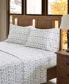 Sleep Philosophy True North By  Novelty Printed Cotton Flannel 4-pc. Sheet Set, Queen In Tan,blue Snowflakes