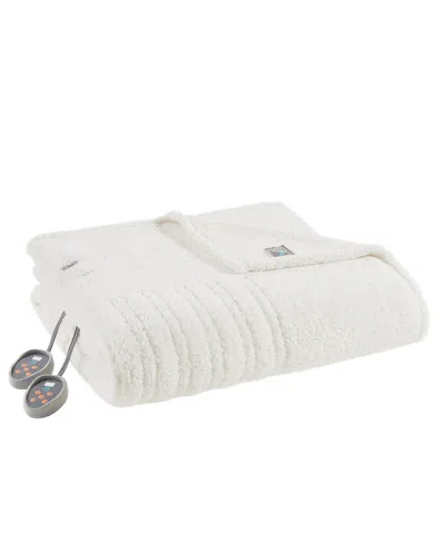 Sleep Philosophy Sherpa Heated Blanket, Twin In Ivory