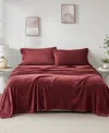 Sleep Philosophy Soloft Plush Micro-fleece 3-pc. Sheet Set, Twin In Burgundy
