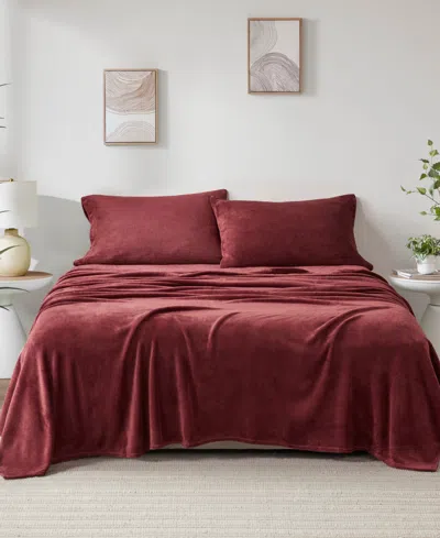 Sleep Philosophy Soloft Plush Micro-fleece 4-pc. Sheet Set, King In Burgundy