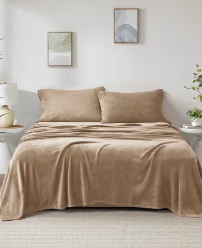 Sleep Philosophy Soloft Plush Micro-fleece 4-pc. Sheet Set, King In Taupe