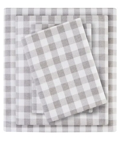 Sleep Philosophy True North By  Novelty Printed Cotton Flannel 3-pc. Sheet Set, Twin Xl In Gray Herringbone Check