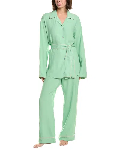 Sleeper 2pc Miss Cat Belted Lounge Set In Green