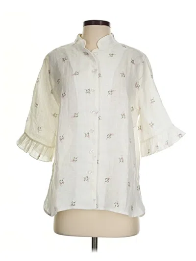 Pre-owned Sleeper 3/4 Sleeve Button Down Shirt In Ivory