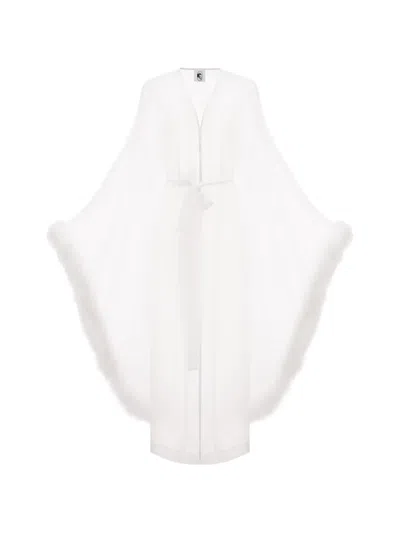 Sleeper Afrodita Feather-trim Robe In White