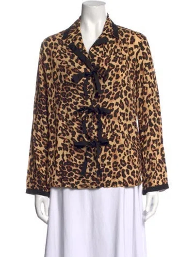 Pre-owned Sleeper Animal Print Long Sleeve Blouse In Multicolor