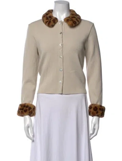 Pre-owned Sleeper Animal Print Long Sleeve Button-up Top In Neutrals