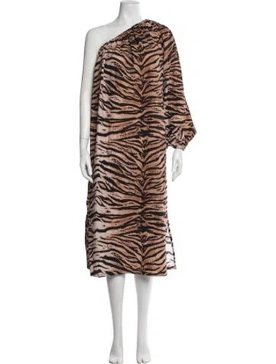 Pre-owned Sleeper Animal Print Midi Length Dress In Multi