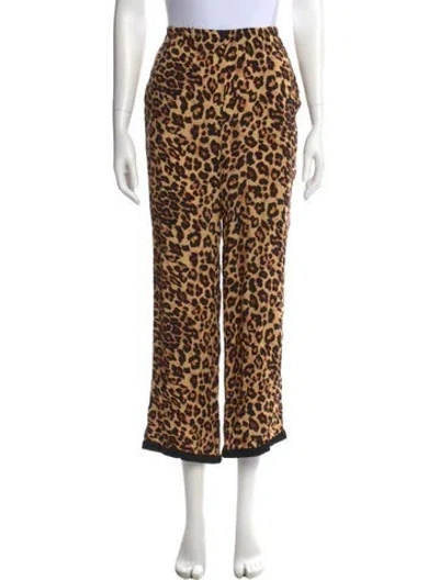 Pre-owned Sleeper Animal Print Wide Leg Pants In Brown
