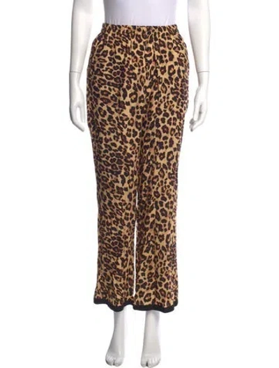 Pre-owned Sleeper Animal Print Wide Leg Pants In Brown