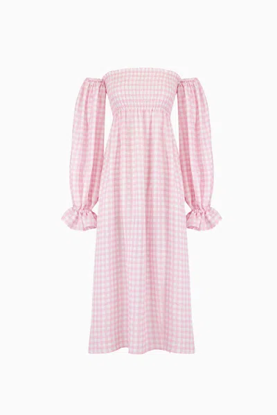 Sleeper Atlanta Linen Dress Pink Vichy