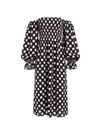 Sleeper Atlanta Polka-dot Midi Dress In Multi