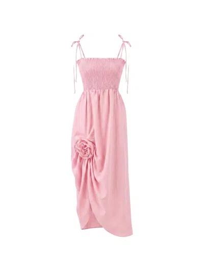 Sleeper Atlanta Rose-embellished Dress In Pink