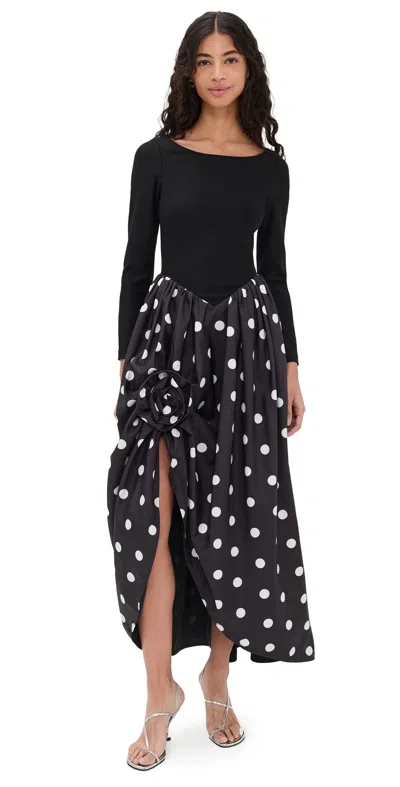 Sleeper Aurora Maxi Dress Black And White Polka Dot