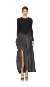 Sleeper Aurora Maxi Dress With Rose Detail Gray In 仿旧