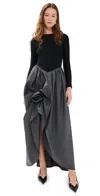 Sleeper Aurora Maxi Dress With Rose Detail Gray In Gray