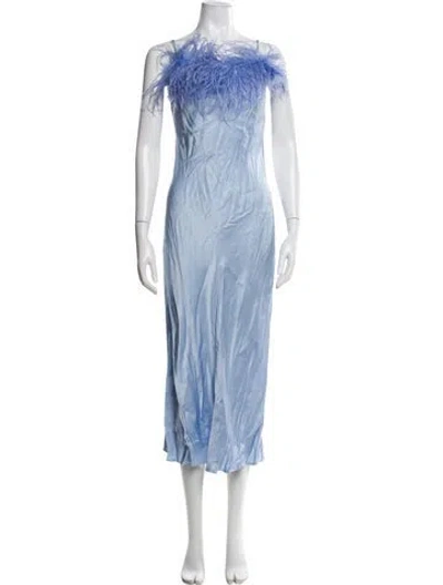 Pre-owned Sleeper Bateau Neckline Long Dress In Blue
