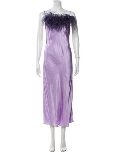 Pre-owned Sleeper Bateau Neckline Long Dress In Purple
