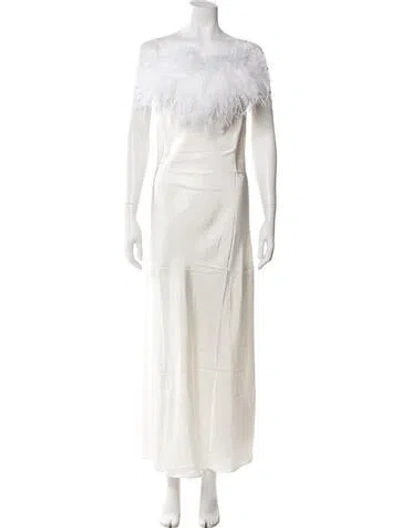 Pre-owned Sleeper Bateau Neckline Long Dress In White
