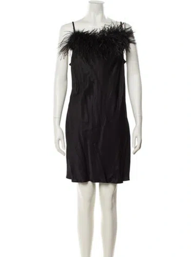 Pre-owned Sleeper Bateau Neckline Mini Dress In Black