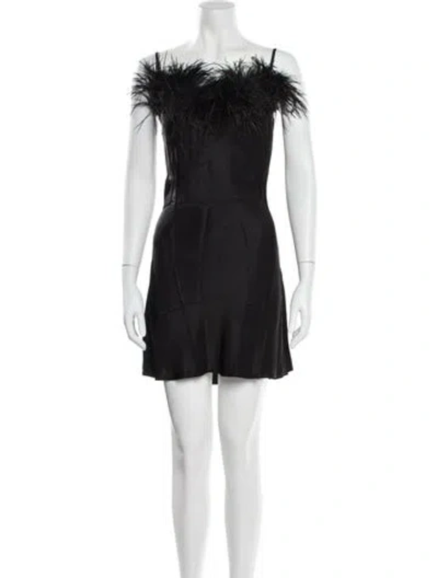 Pre-owned Sleeper Bateau Neckline Mini Dress In Black
