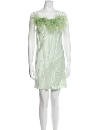 Pre-owned Sleeper Bateau Neckline Mini Dress In Green