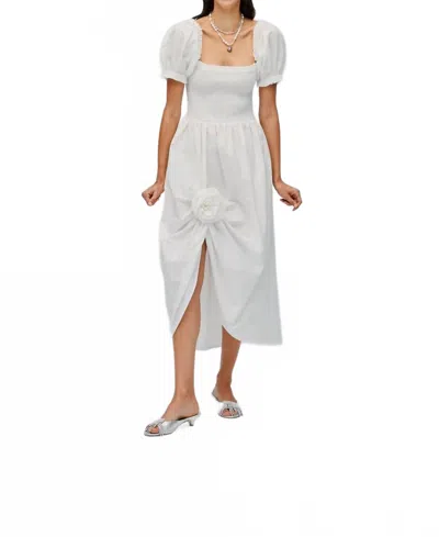Sleeper Belle Cotton Dress With Rose In White