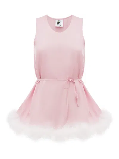 Sleeper Bisou Bisou Feather-trim Top In Pink