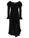 Sleeper 'juliette' Smocked Ruffled Hem Dress In Black