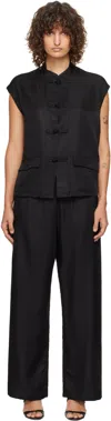 Sleeper Black Sakura Lounge Jacquard Pyjama Set In Black