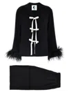 Sleeper Party Pajama Set Bows And Feathers In Black