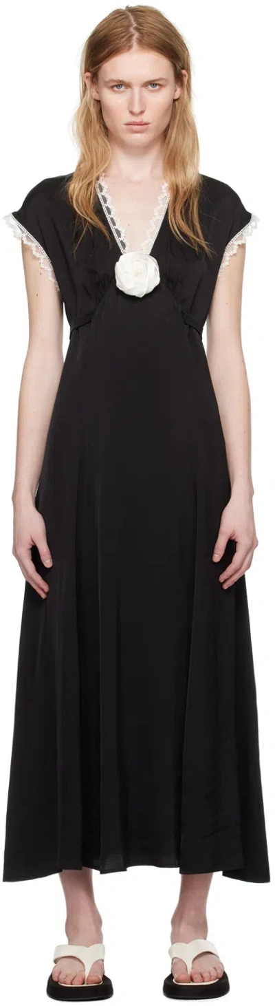 SLEEPER BLACK 'THE GENUS ROSA' MAXI DRESS