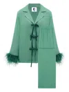 Sleeper Bow Detachable Feathers Pajama Set In Green