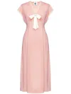 Sleeper The Bow Lace-trim Satin Midi Nightdress In 粉色