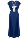 Sleeper Bow-detailing Satin Midi Dress In 蓝色