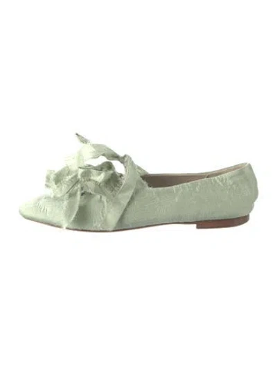 Pre-owned Sleeper Canvas Bow Accents Mules In Green