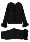 Sleeper Capricorn Feather-trimmed Twill Pyjama Set In Black