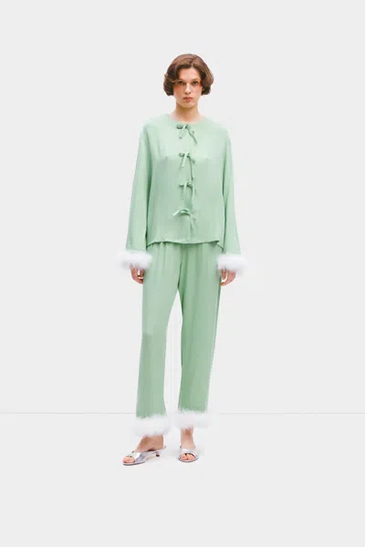 Sleeper Capricorn Pajama Set With Detachable Feathers In Mint