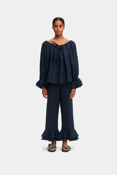 Sleeper Cha-cha Linen Lounge Set In Navy
