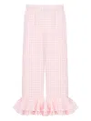 Sleeper Cha-cha Ruffled-hem Lounge Trousers In Pink