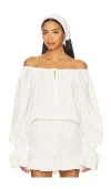 Sleeper Cha-cha Billowy-sleeves Blouse In White