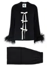 Sleeper Party Pajama Set Bows And Feathers In Black