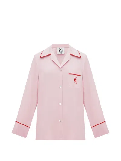 Sleeper Contrast-trim Pocket Pajama-style Shirt In Pink